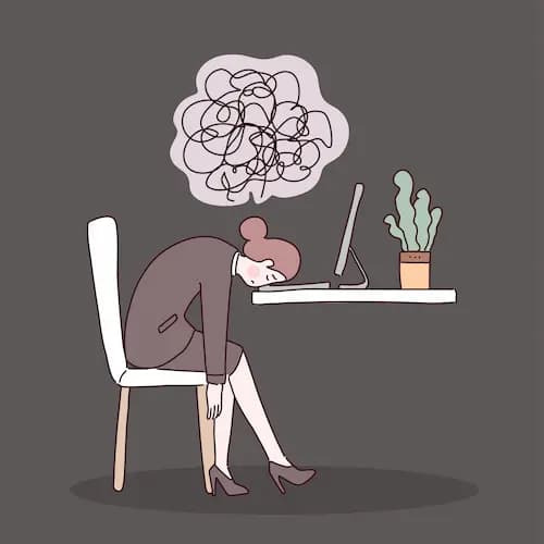 Femme sur une table en burnout